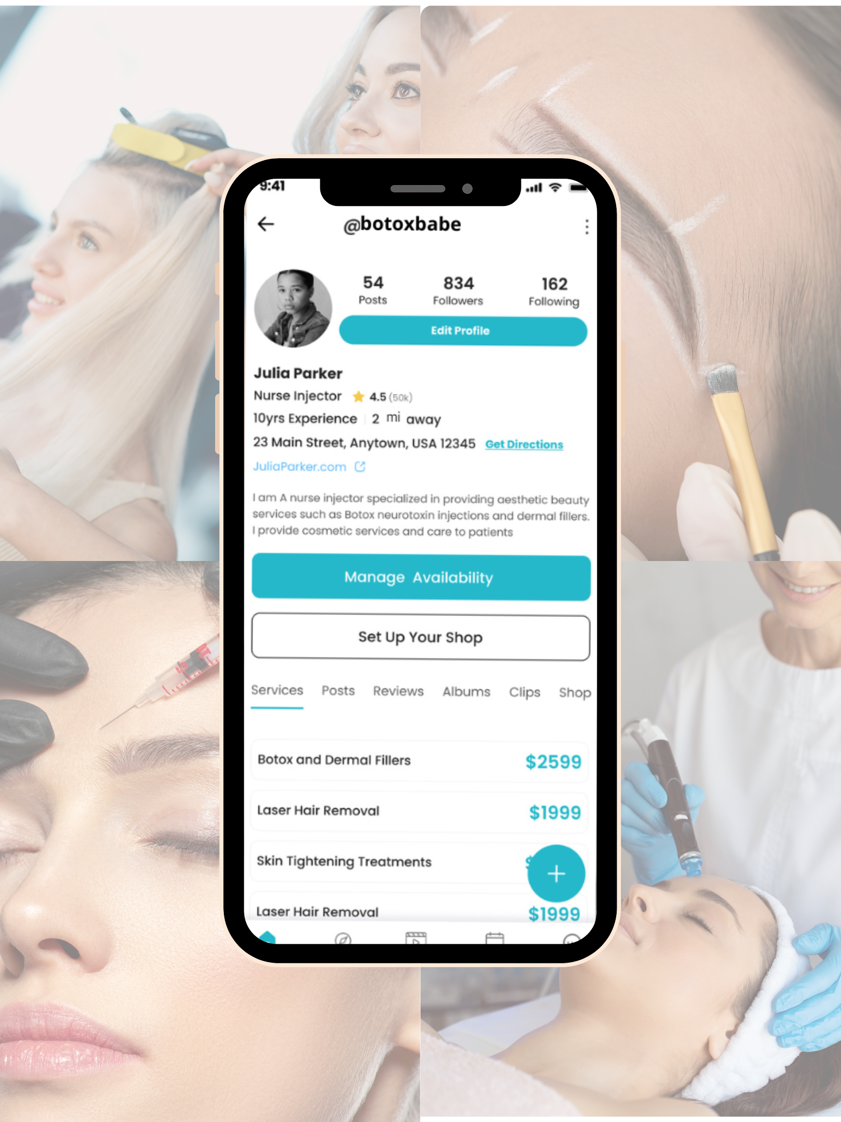Glamlink app mockup